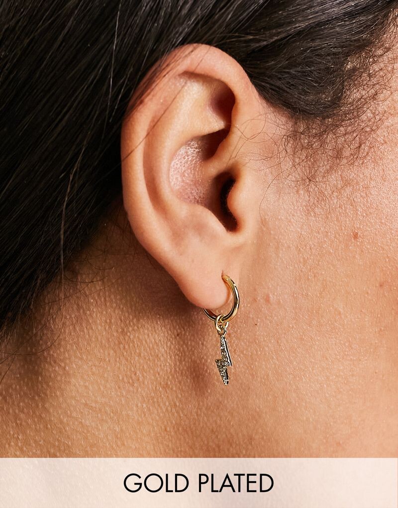 

Эксклюзивные серьги-кольца Pieces из золота с покрытием в 18 карат и каплей-молнией