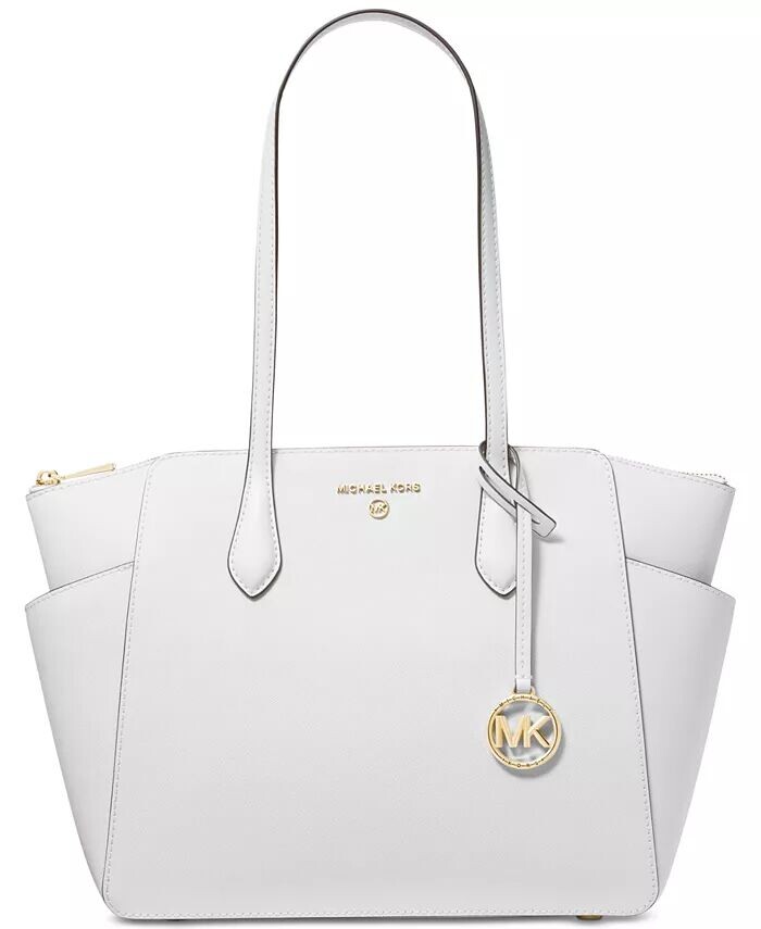 

Кожаная сумка-тоут среднего размера с молнией сверху Marilyn Michael Kors, белый