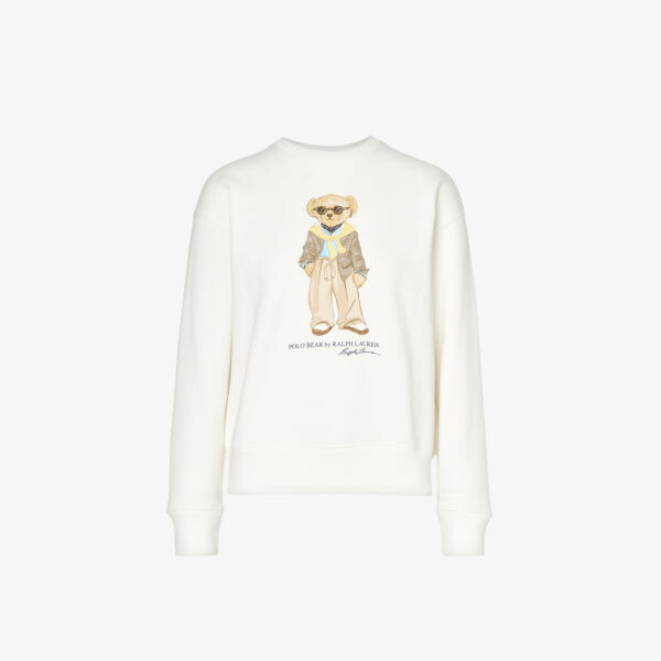 

Толстовка стандартного кроя из смесового хлопка с принтом «медведь» Polo Ralph Lauren, желтый
