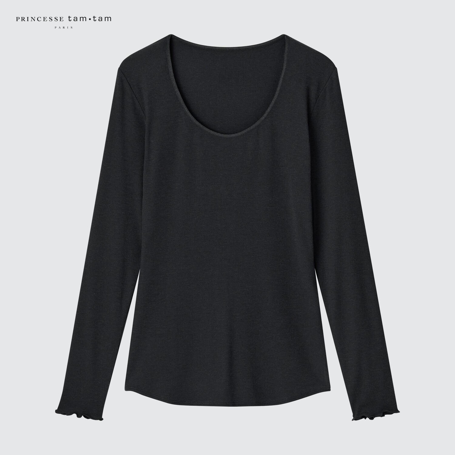 

Футболка HEATTECH из смеси кашемира с круглым вырезом (длинный рукав/Princess Tam Tam) UNIQLO, черный
