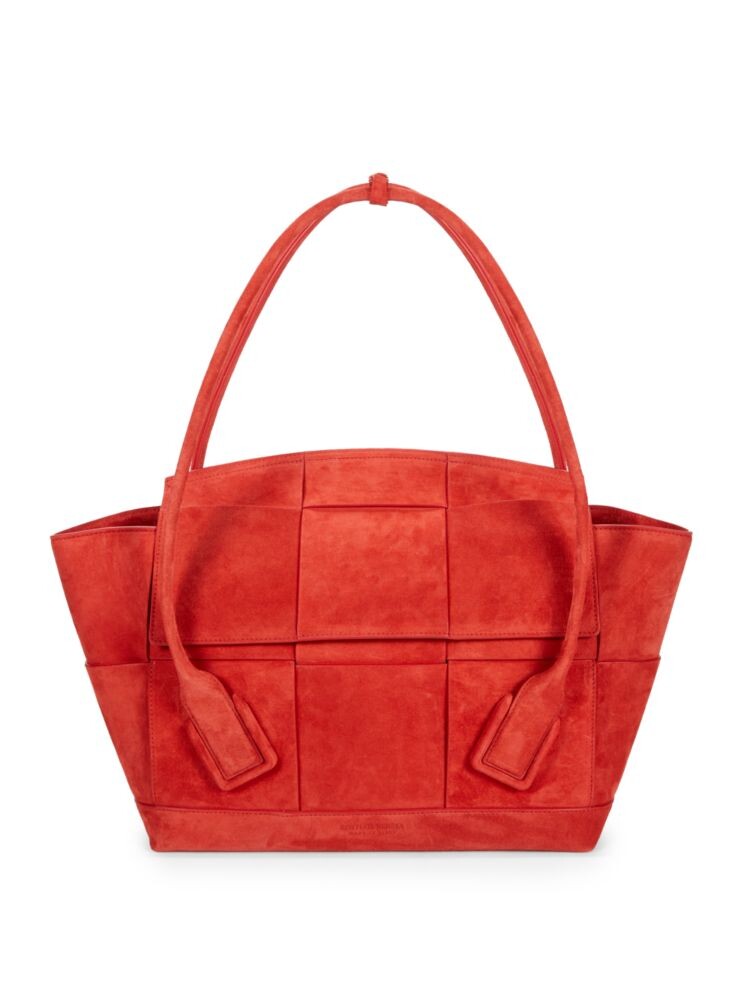 

Замшевая сумка Intrecciato с верхней ручкой Bottega Veneta, красный