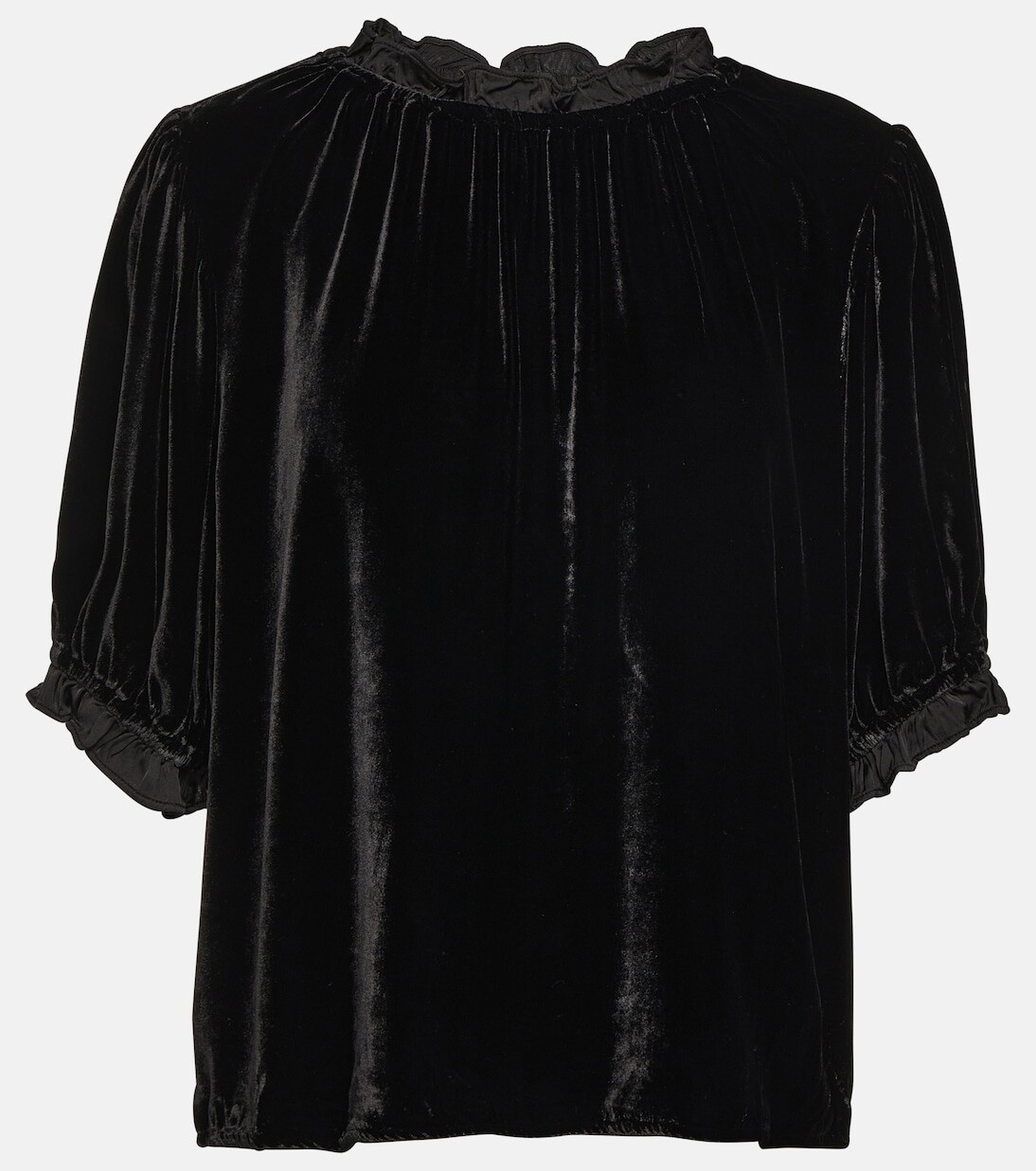 

Бархатный топ с оборками Velvet, черный