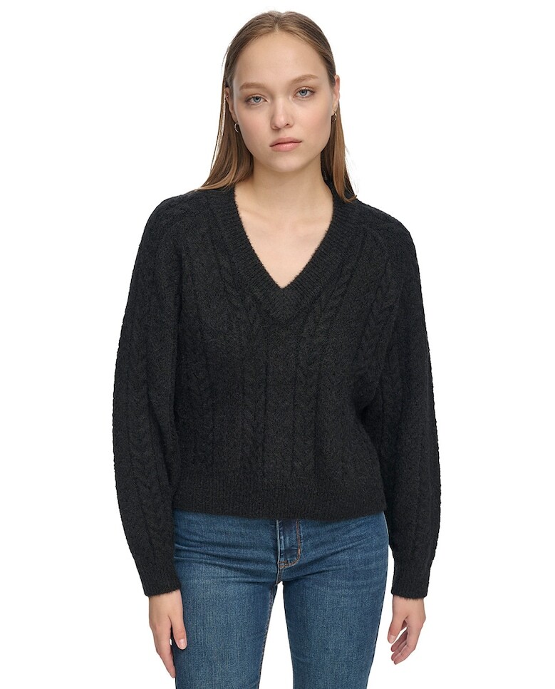 

Однотонный женский свитер с круглым вырезом Dkny Jeans, черный