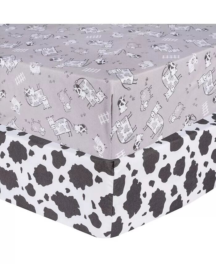 

Комплект простыней для кроватки из микрофибры Cottage Cow из 2 штук Sammy & Lou, серый