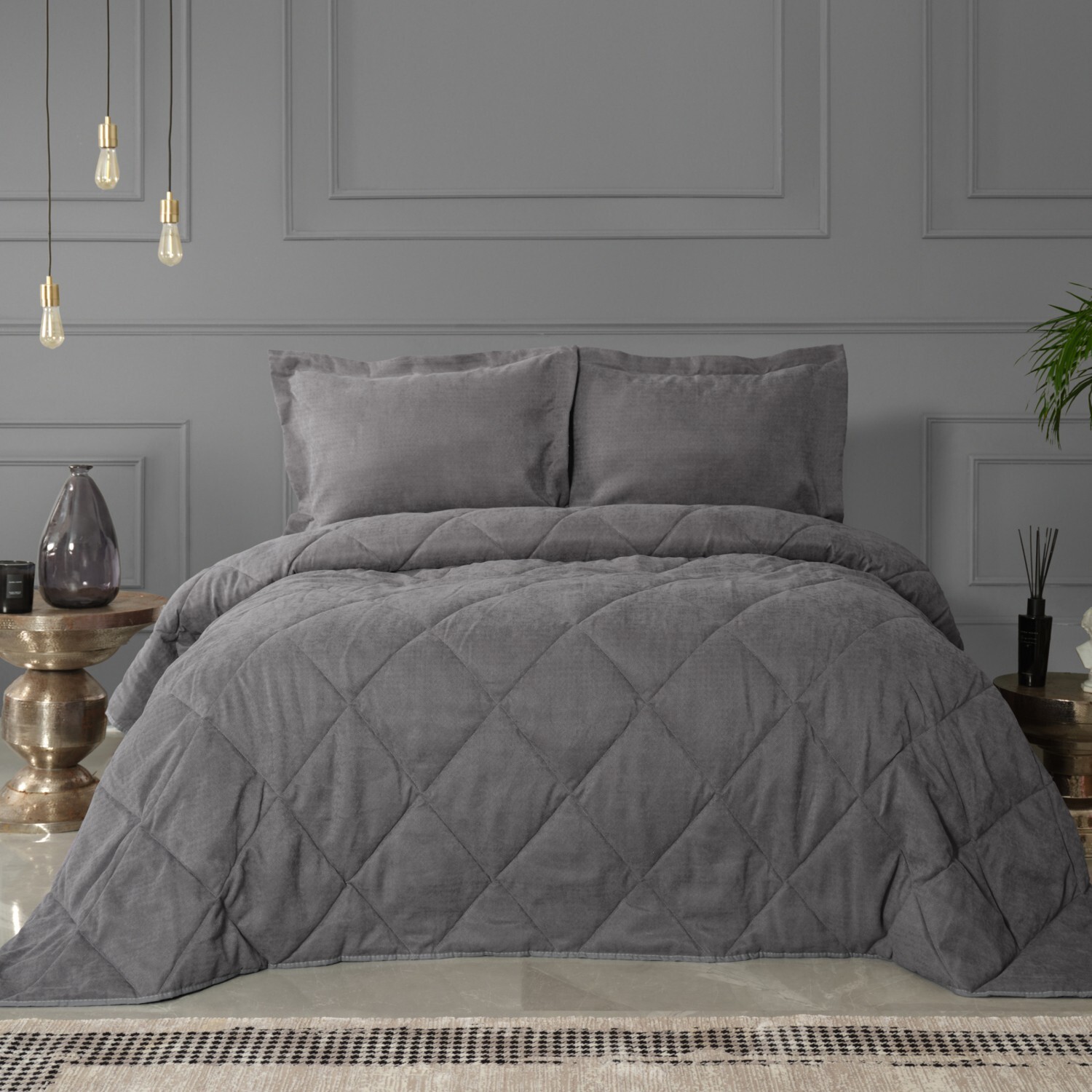 

Комплект постельного белья Karaca Home Glaze Антрацит Частный двухместный комфортный комплект
