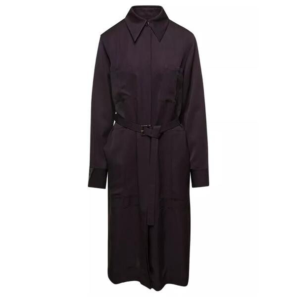 

Пальто belted coat with classic collar in viscose t Jil Sander, коричневый