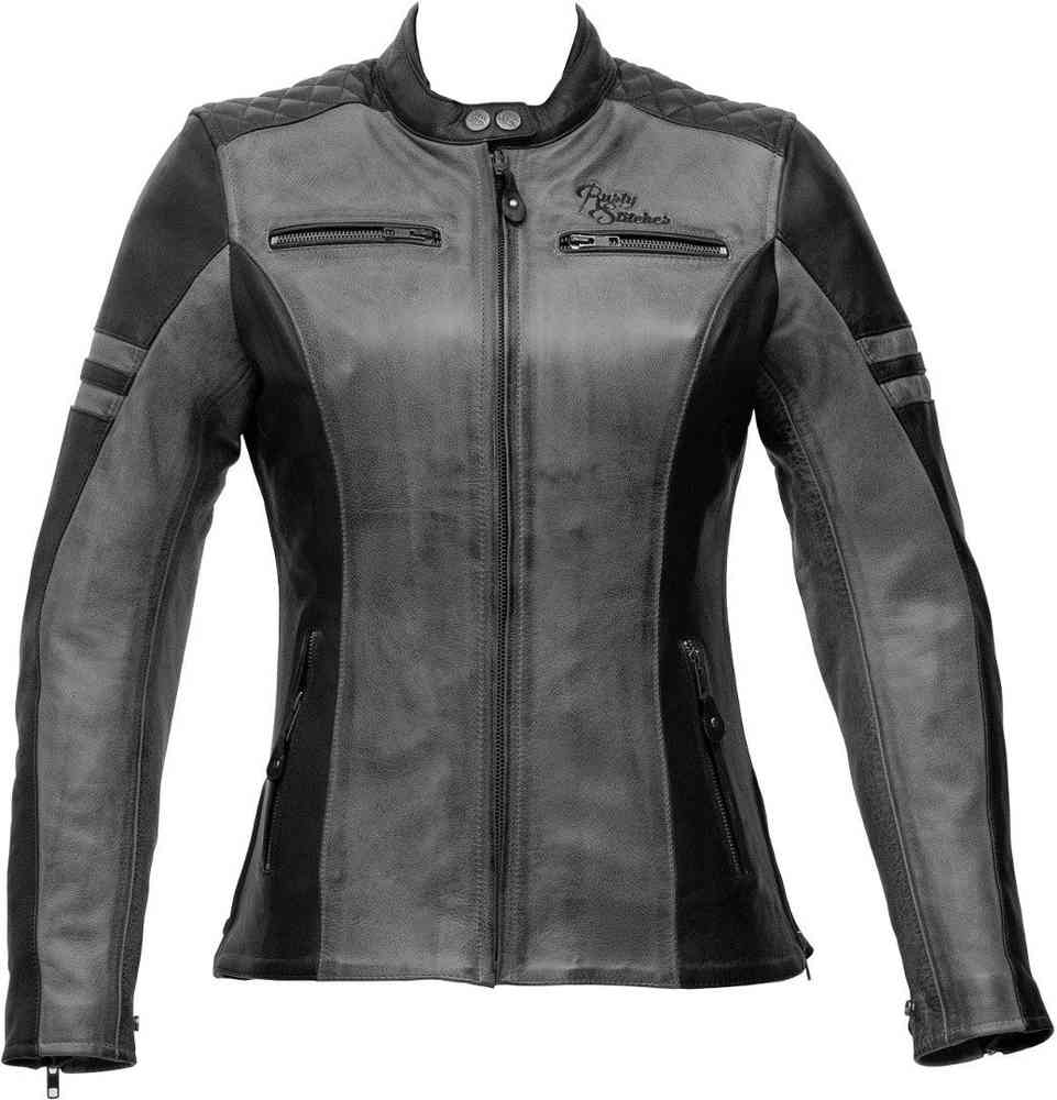 Женская мотоциклетная кожаная куртка Joyce Rusty Stitches, серый/черный