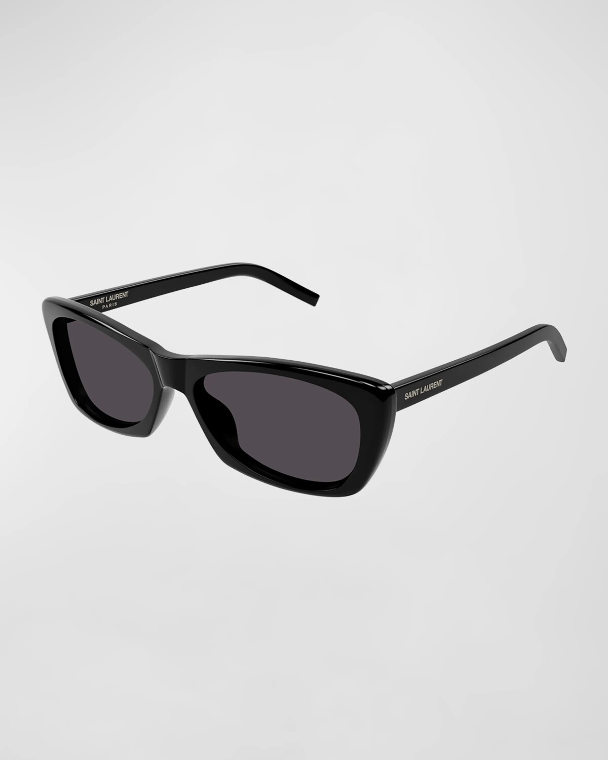 

Изящные солнцезащитные очки «кошачий глаз» из ацетата Saint Laurent, цвет Shiny Solid Black