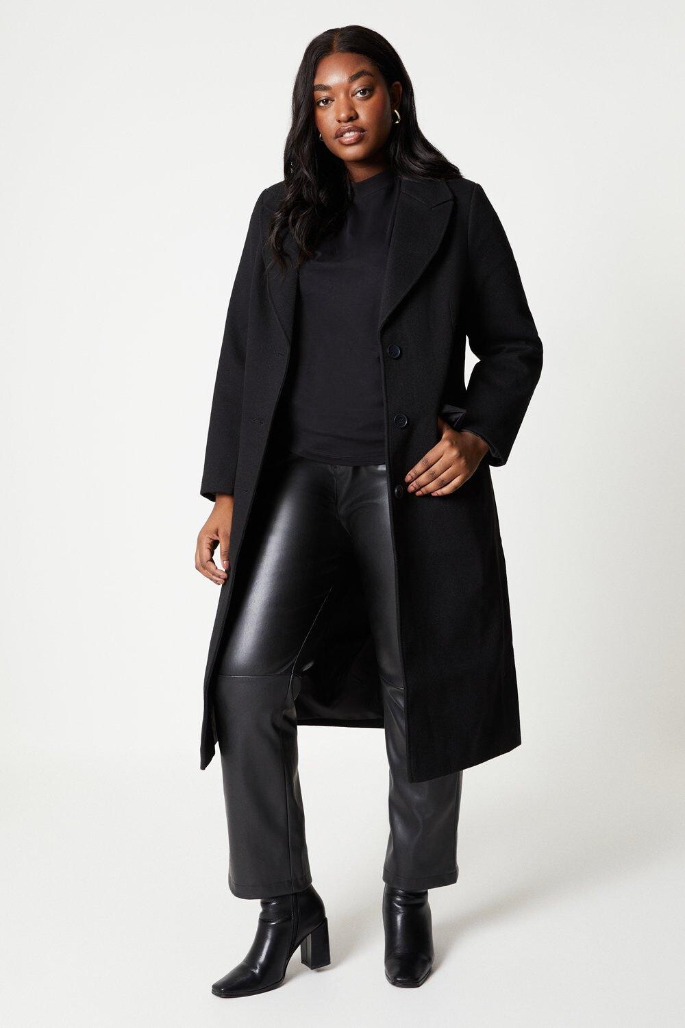 

Однобортное пальто макси Curve Dorothy Perkins, черный