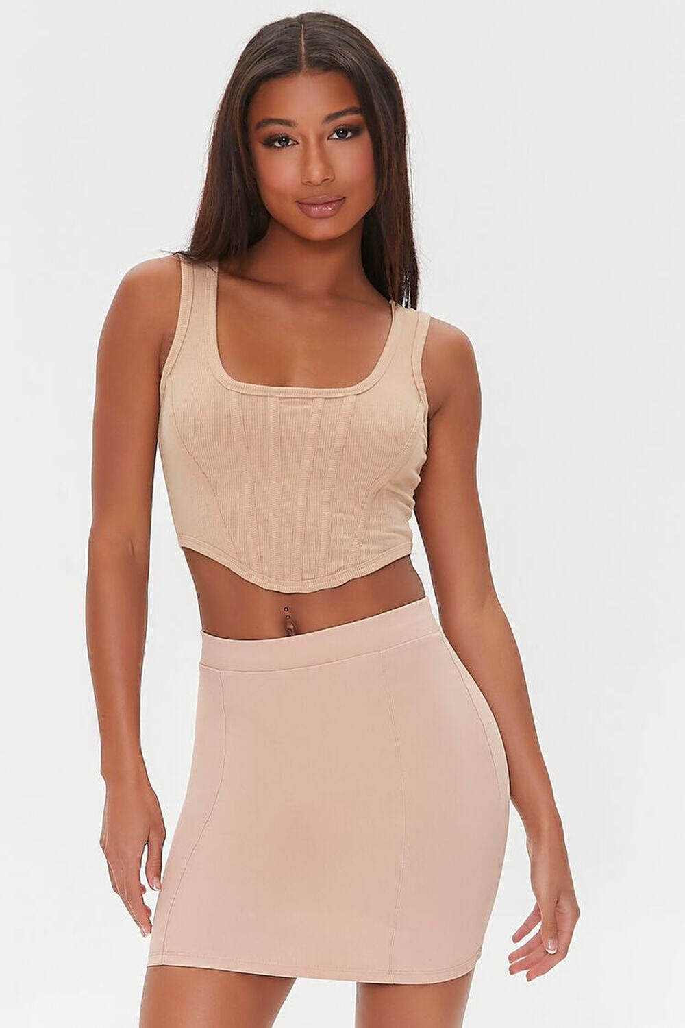 

Приталенная мини-юбка Forever 21, нюд