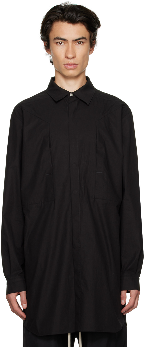 Черная большая рубашка с туманным карманом Rick Owens черный мягкий мягкий пиджак с туманным карманом rick owens