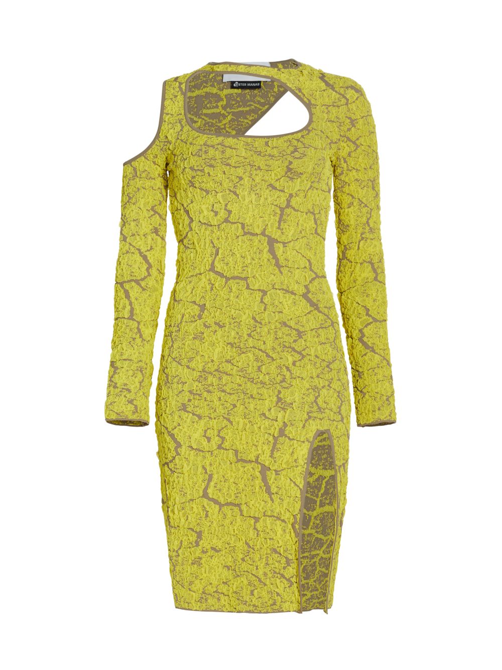 цена Платье с вырезами из текстурированного жаккардового трикотажа AZ Factory, желтый