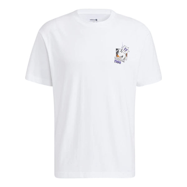 Футболка Men's adidas neo Cartoon Character Printing Logo Round Neck Short Sleeve White T-Shirt, мультиколор