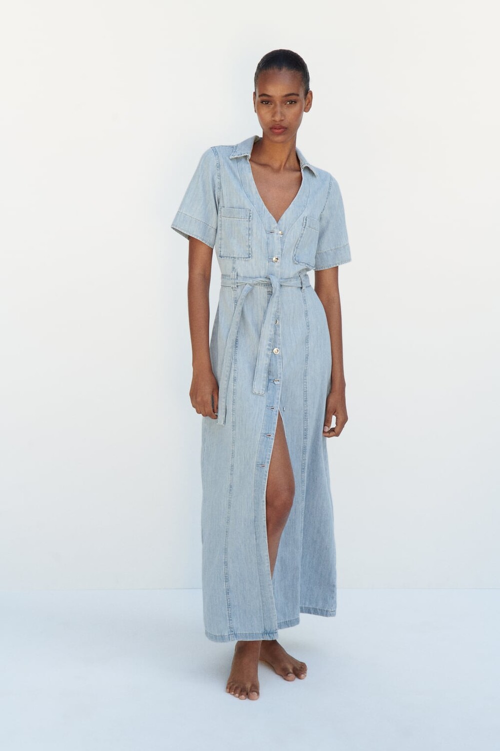 

Платье из джинсовой рубашки z1975 ZARA, синий