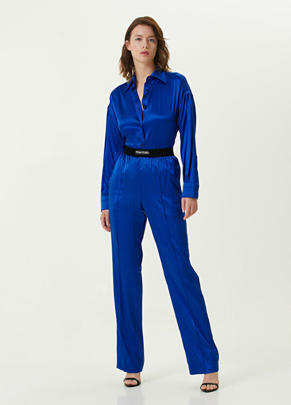 

Брюки из шелкового атласа с логотипом saks Tom Ford
