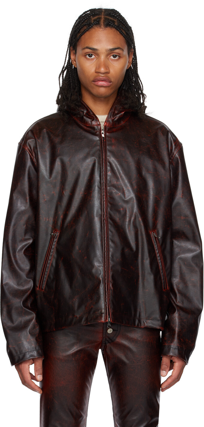 

Бордовая куртка из искусственной кожи Diesel J-Ram, Красный