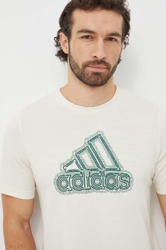 

Хлопковая футболка adidas, бежевый
