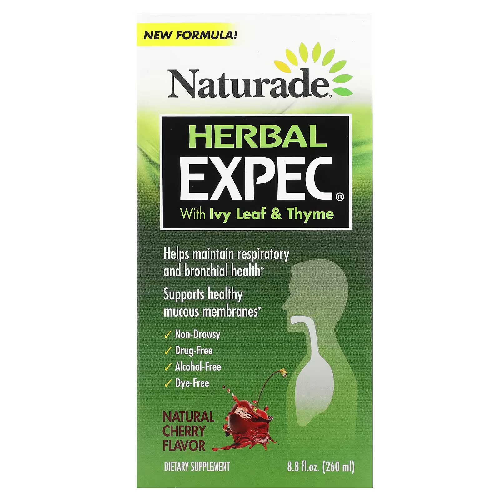 цена Naturade Herbal EXPEC с листьями плюща и тимьяном, натуральная вишня, 8,8 жидких унций (260 мл)