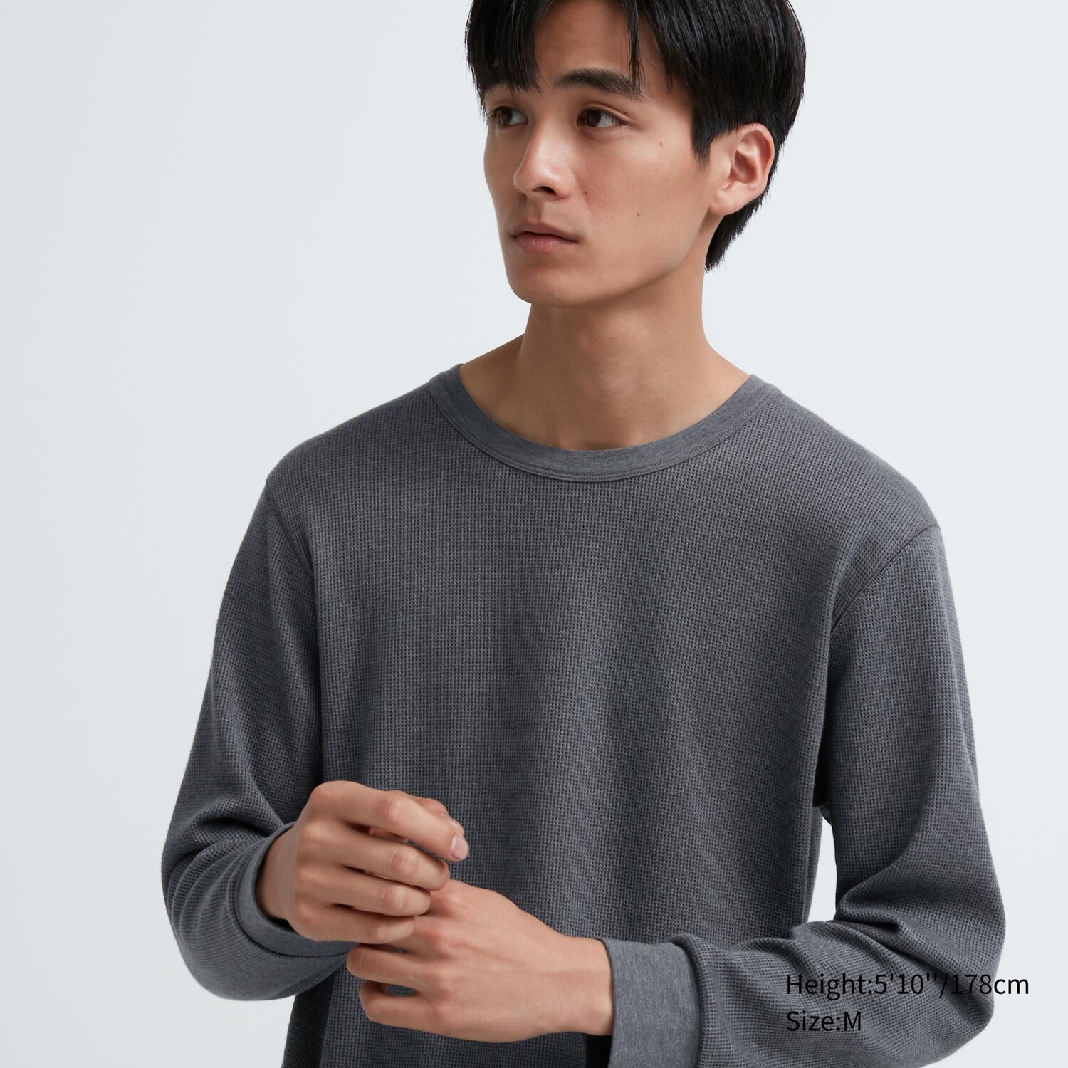 

Футболка хлопковая Uniqlo Heattech с круглым вырезом, темно - серый