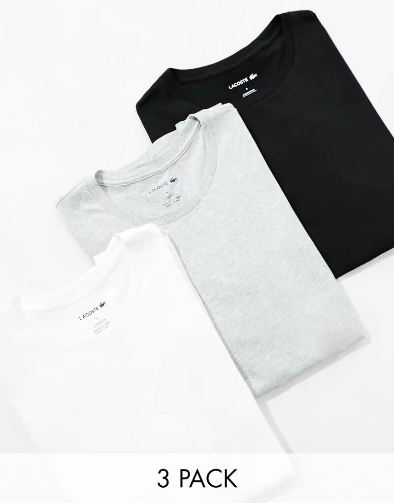 

Набор из трех футболок Lacoste черного, серого и белого цветов