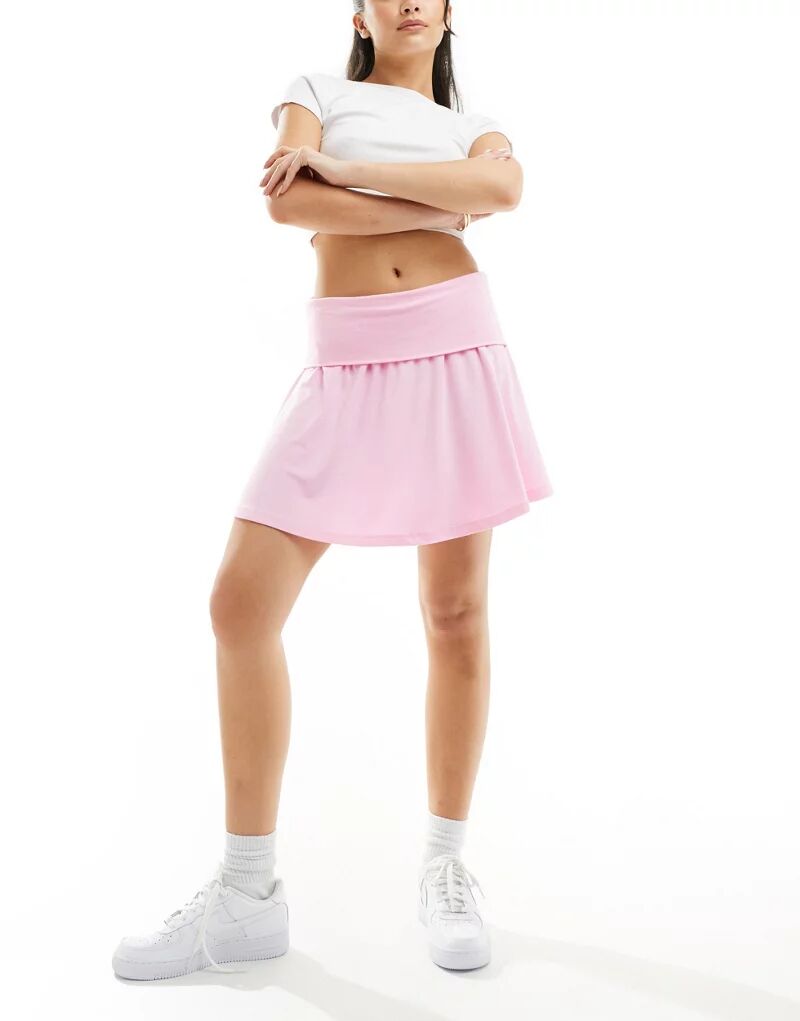 Светло-розовая мини-юбка со сборками ASOS