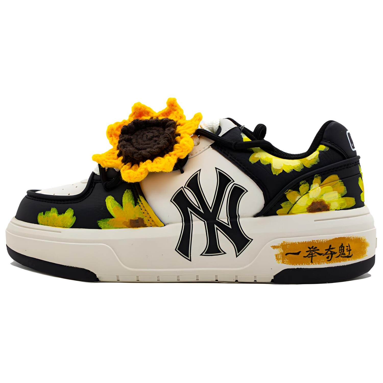 

Кроссовки MLB Chunky Liner Skateboarding Shoes Unisex Low-top Black/yellow, розовый