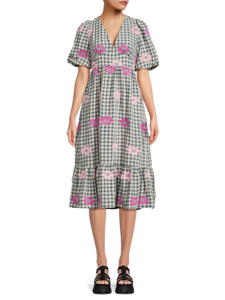 

Платье миди Aramina в клетку с цветочным принтом Caara, цвет Blue Gingham