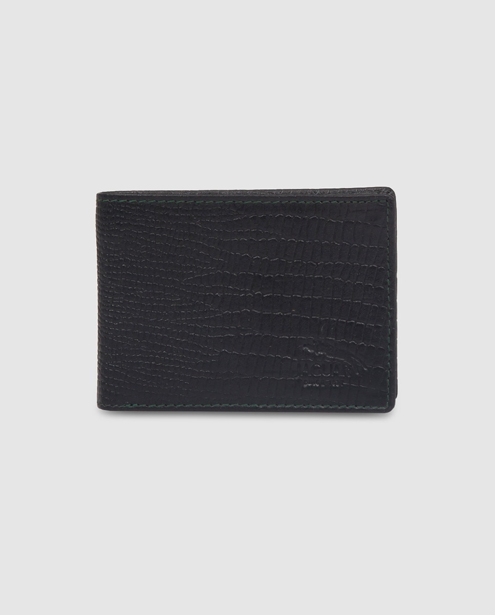 Laura Valle черный кожаный мужской кошелек в американском стиле Jaguar, черный кошелек на кнопке цвет черный