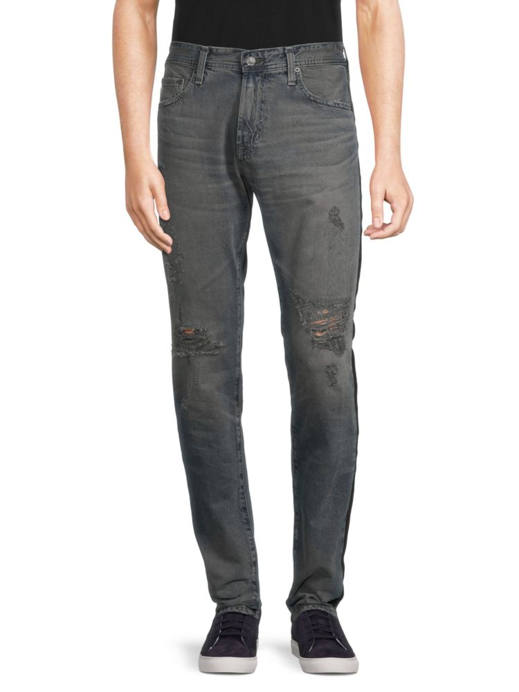 цена Узкие джинсы скинни со средней посадкой и потертостями Ag Jeans, синий