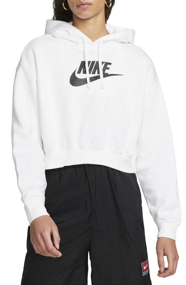 

Спортивная одежда Club Fleece Crop Hoodie Sweatshirt NIKE, белый/черный
