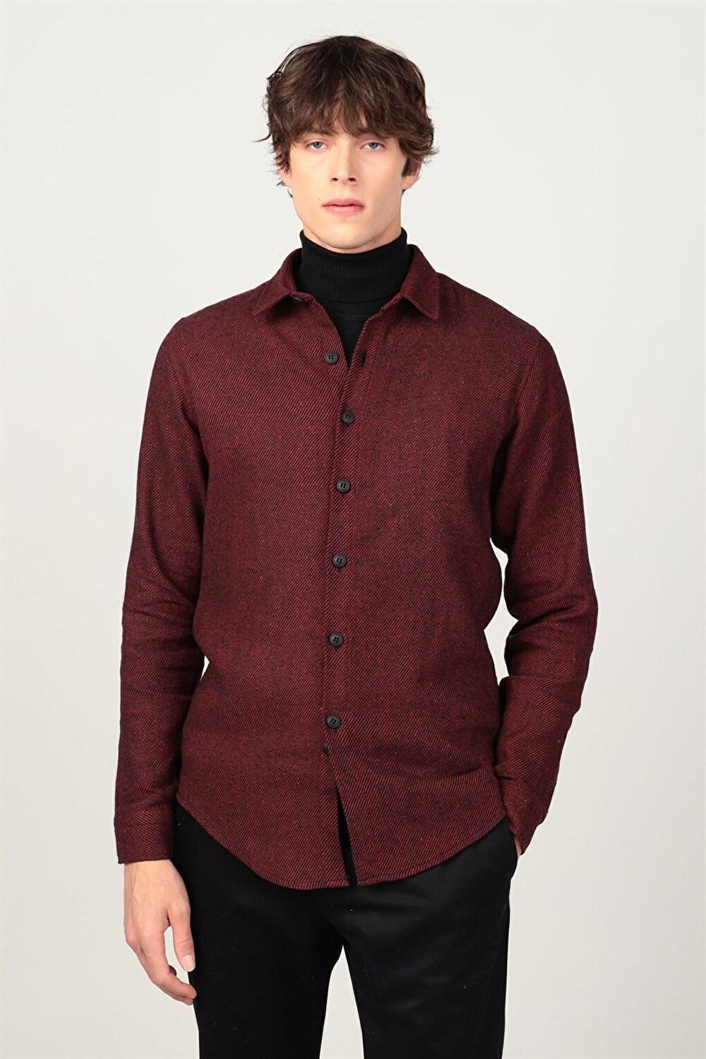 

Обычная зимняя мужская бордовая красная рубашка Slim Fit Lumberjack TUDORS