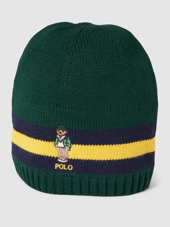 

Хлопковая шапка с контрастными полосками Polo Ralph Lauren, темно-зеленый