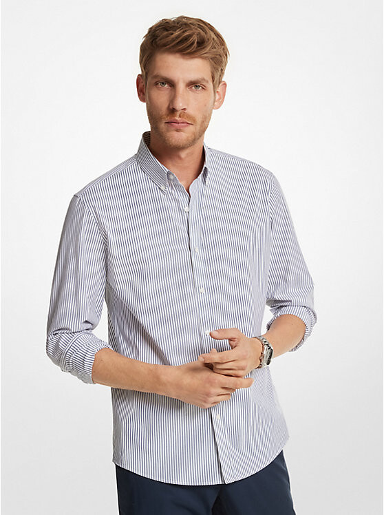 

Полосатая рубашка из эластичного хлопка Michael Kors Mens, синий