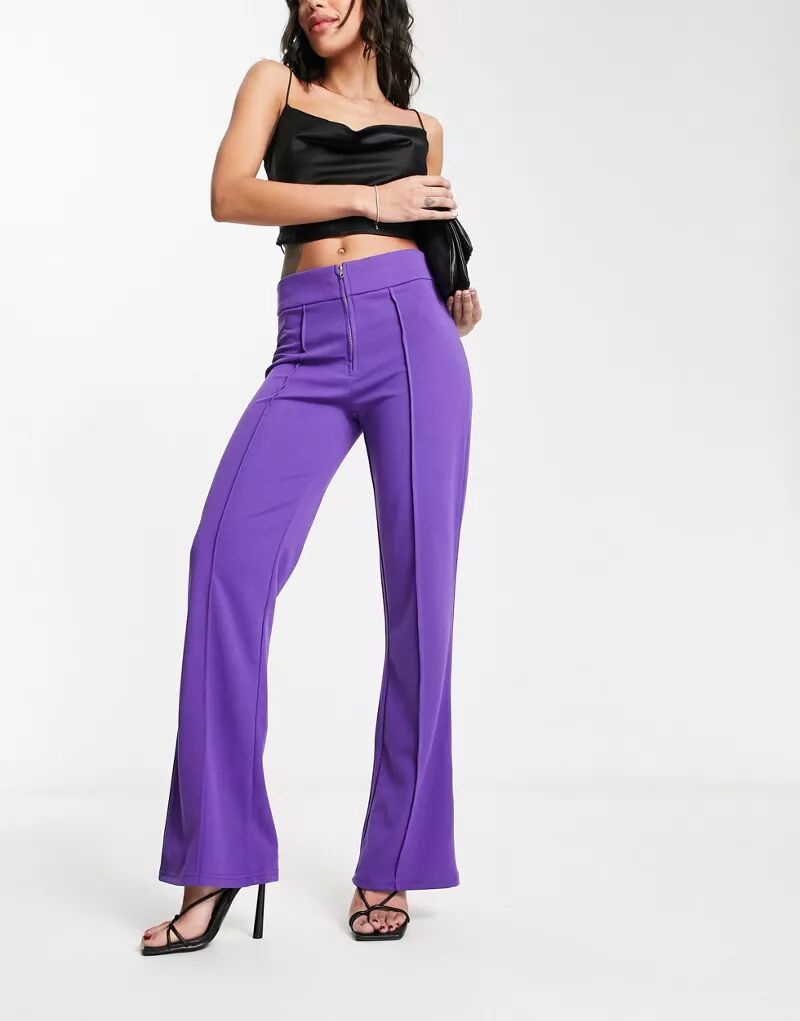 Y.A.S – Элегантные брюки фиолетового цвета с широким вырезом и молнией спереди ripndip prisma