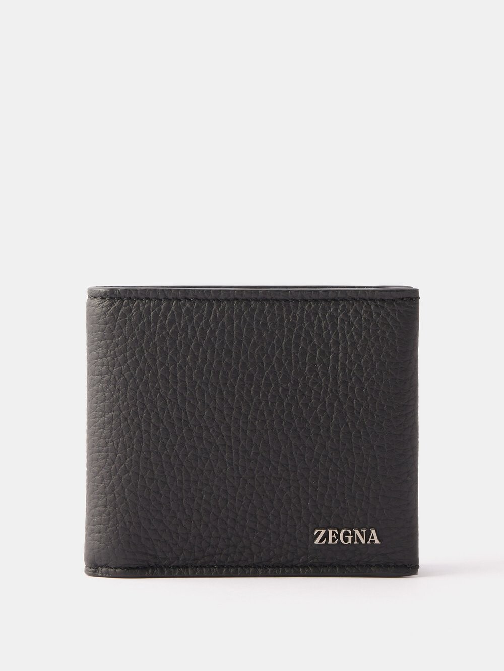 

Складной кошелек из зерненой кожи с пластинкой-логотипом ZEGNA, черный