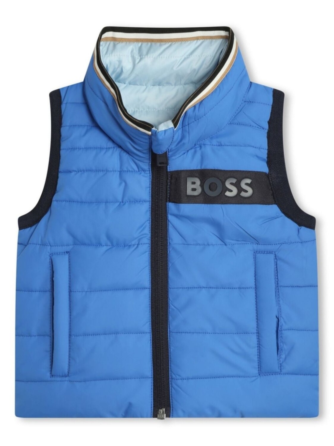 

BOSS Kidswear двусторонний жилет с логотипом, синий