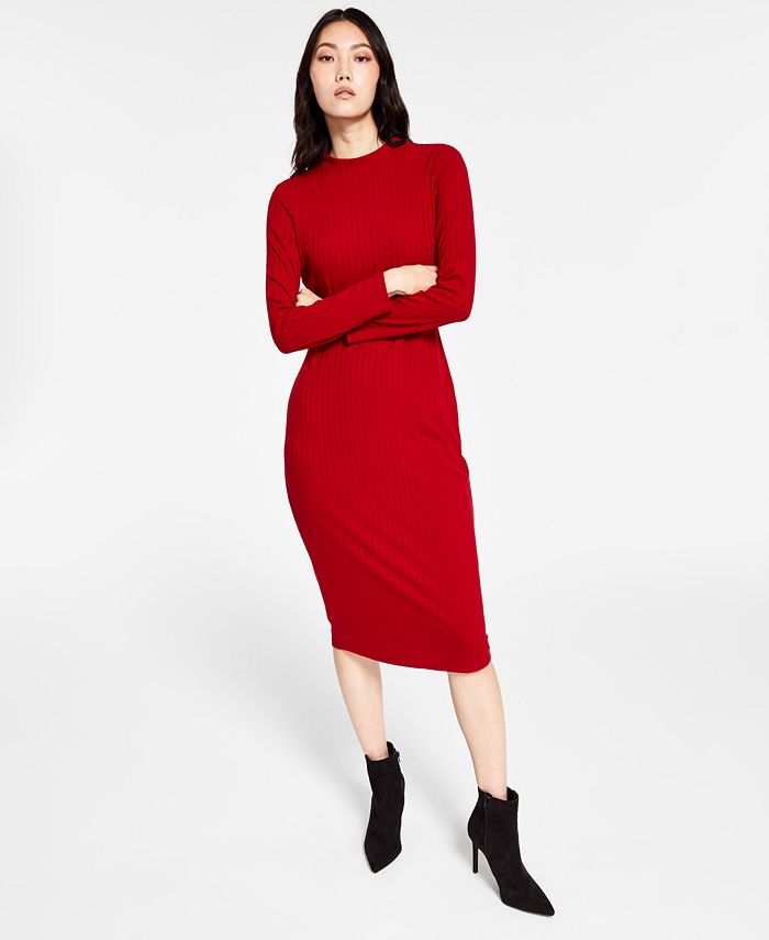 Платье миди с воротником-стойкой I.N.C. International Concepts, красный