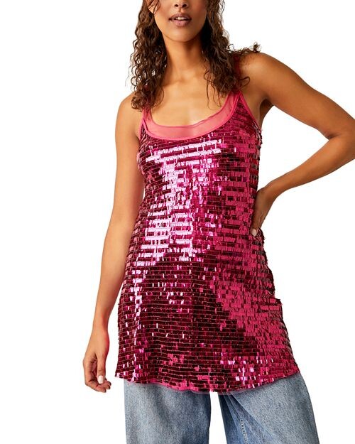 

Мини-платье с пайетками Disco Fever Free People, цвет Pink