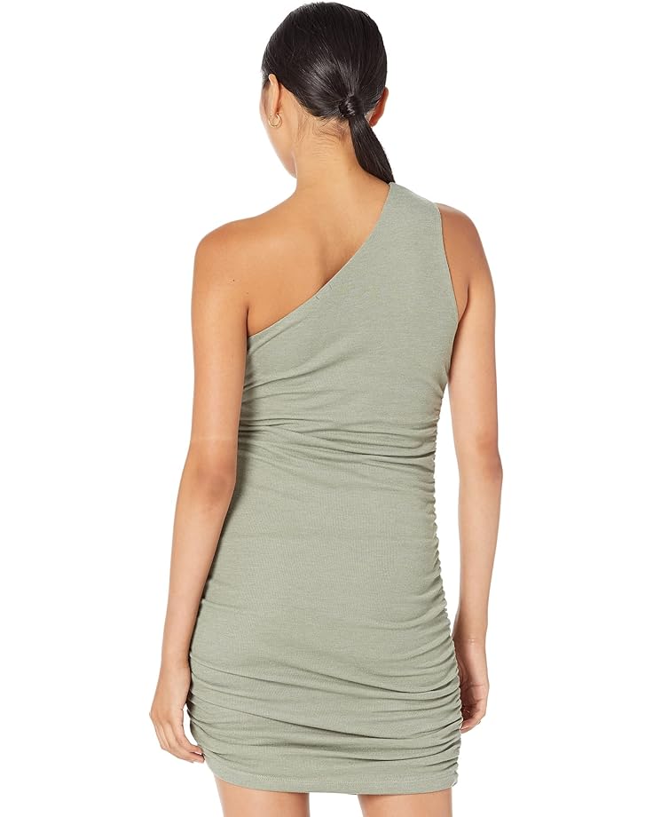 цена Платье MONROW Sheer One Shoulder Shirred Dress, цвет Laruel Green
