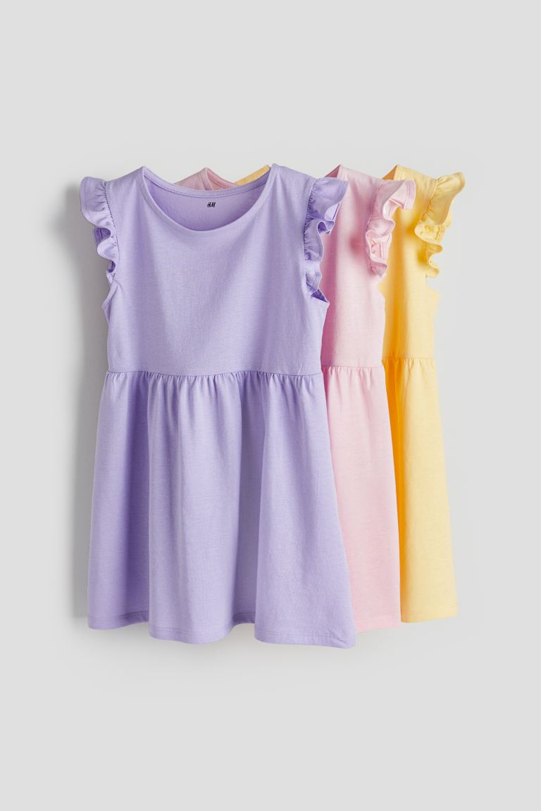 3 пары платьев из джерси H&M, фиолетовый джемпер с принтом лисичка из мольтона с воланами на рукавах 3 мес 60 см розовый