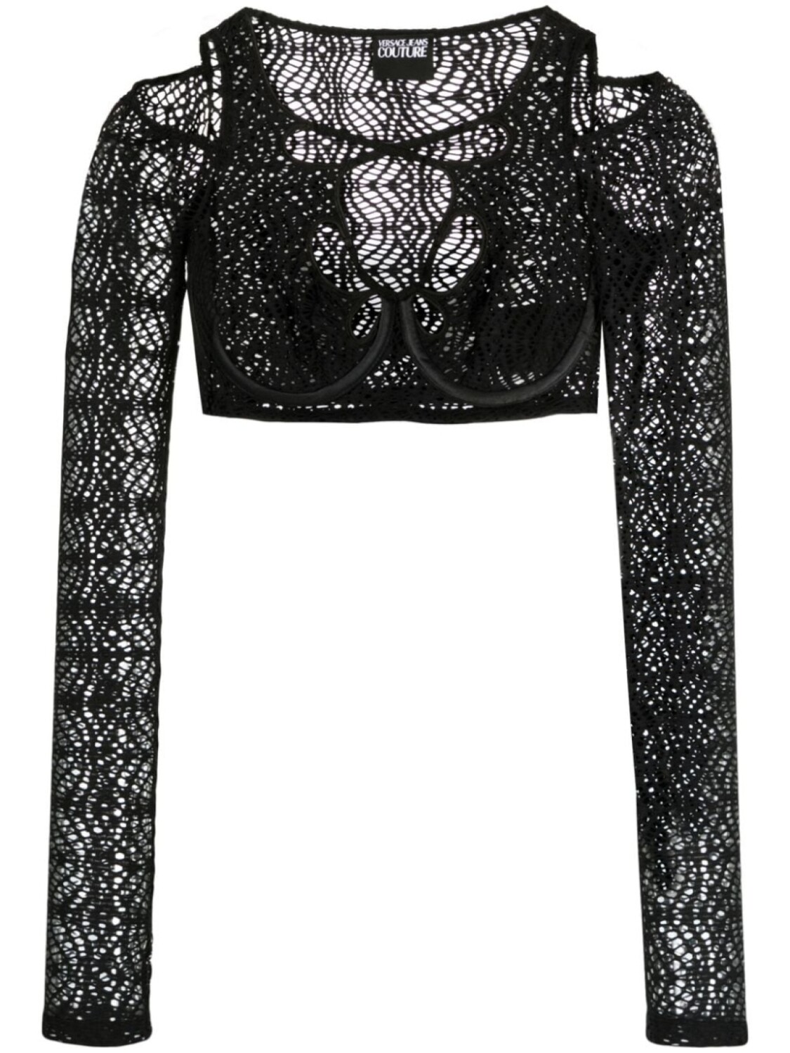

Versace Jeans Couture укороченный топ с кружевом, черный