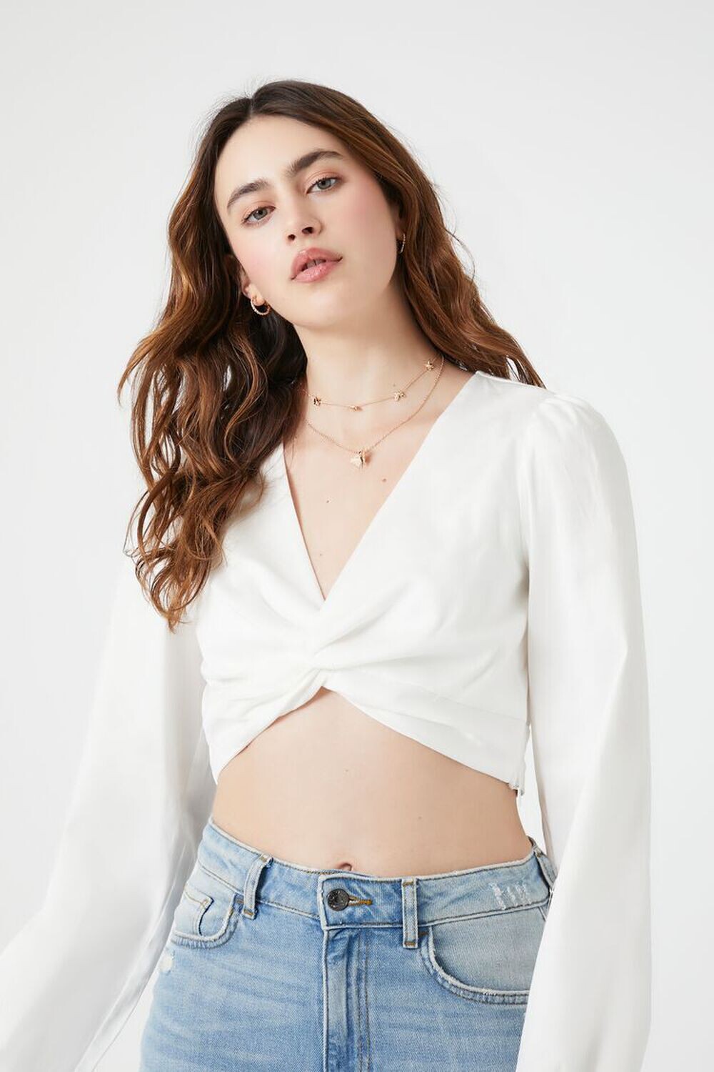 

Укороченный топ с завязками на спине Forever 21, белый