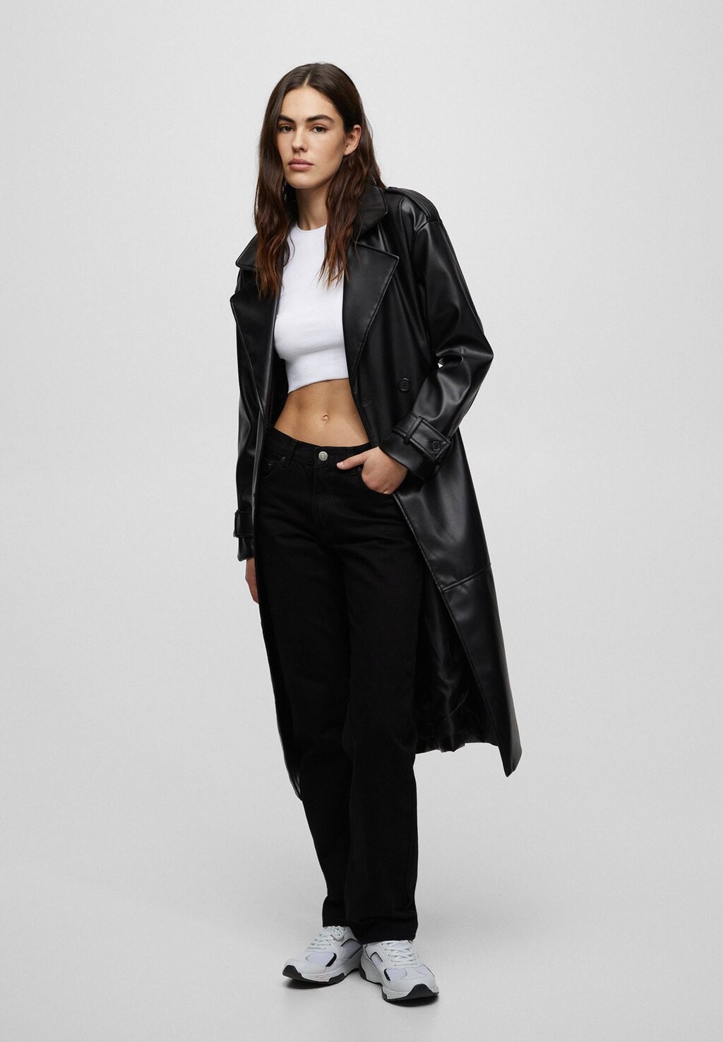 

Плащ PULL&BEAR, черный меланж