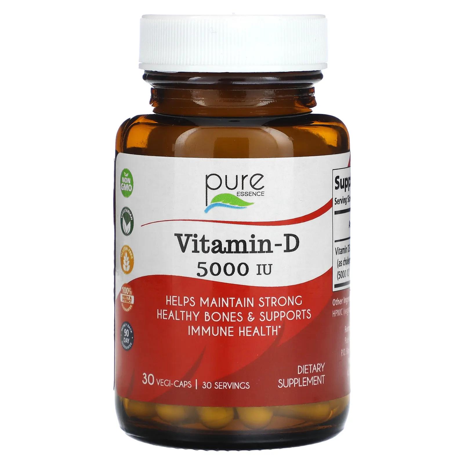 Pure Essence Vitamin-D 5000 МЕ 30 Vegi-Caps