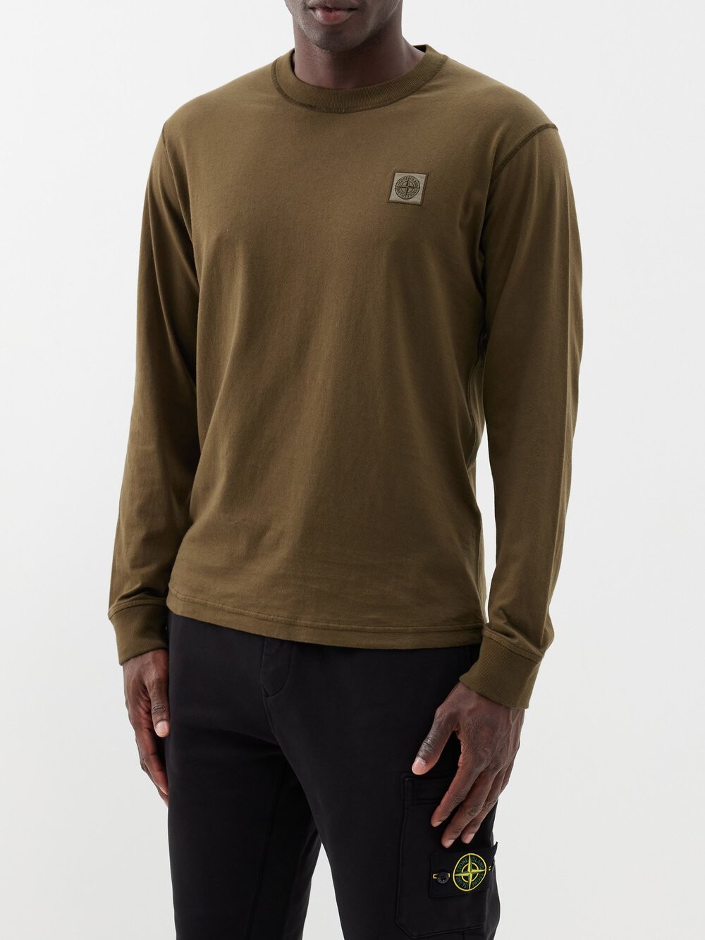 

Толстовка из хлопкового джерси с нашивкой-логотипом Stone Island, зеленый