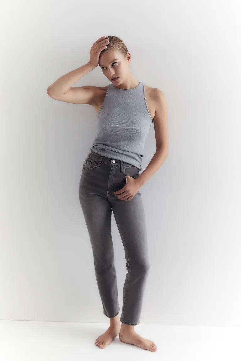

Узкие высокие джинсы true to you H&M, серый