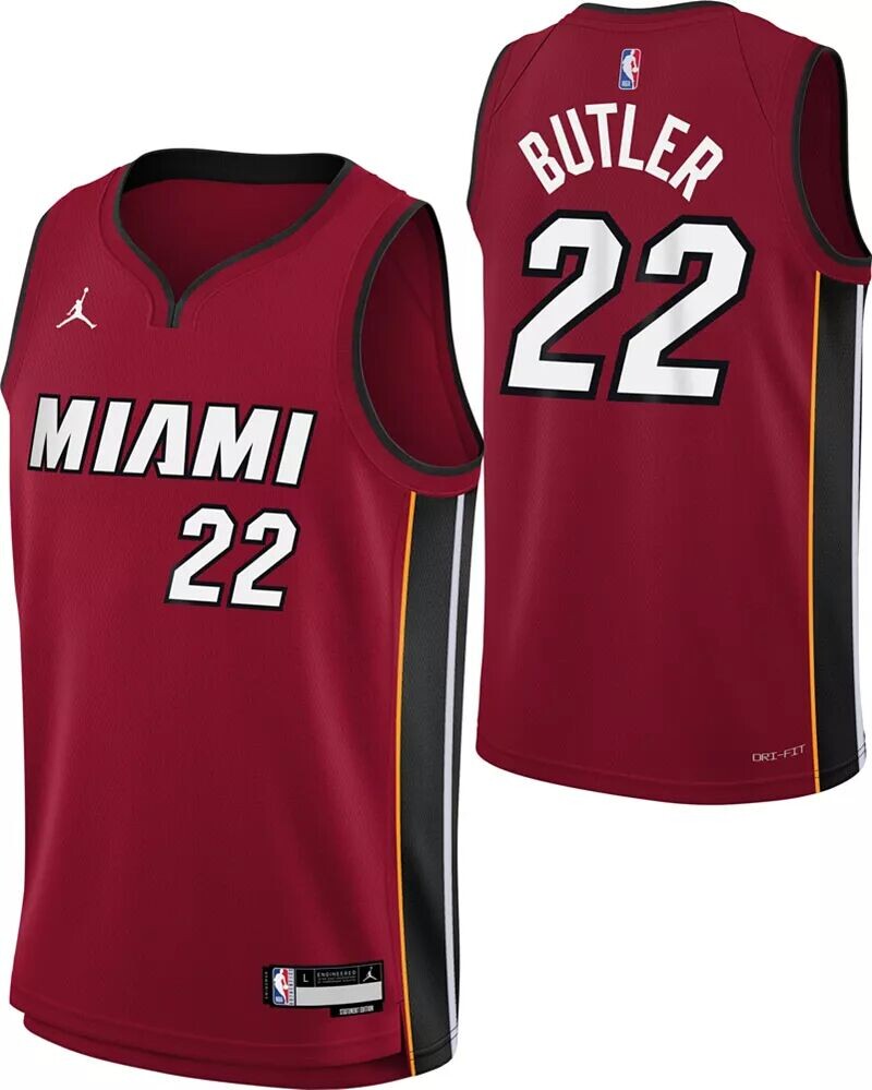 

Jordan Красная майка Nike Youth Miami Heat Джимми Батлера № 22 Dri-FIT Swingman