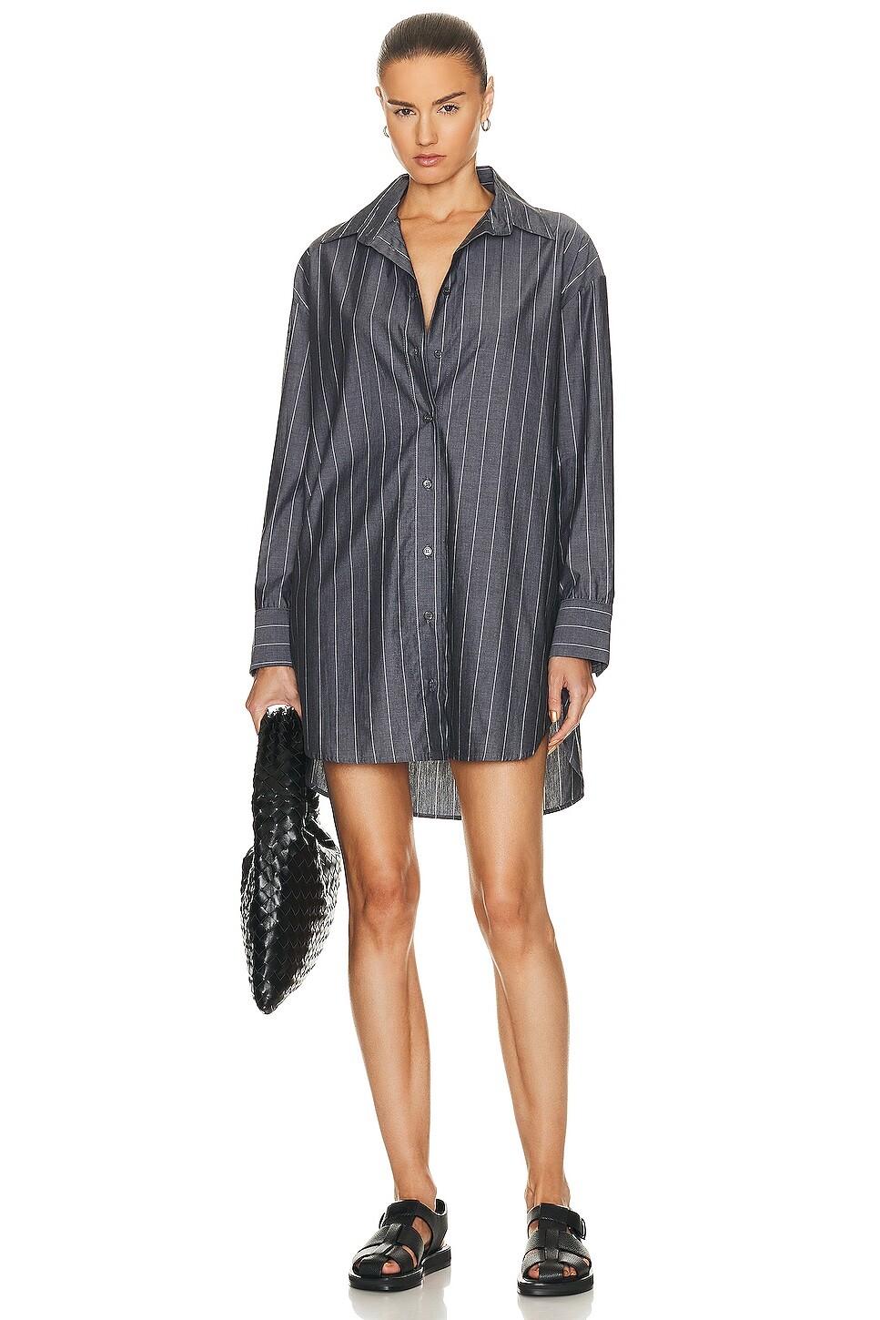 

Платье Enza Costa Cotton Mini Shirt, цвет Charcoal Pinstripe