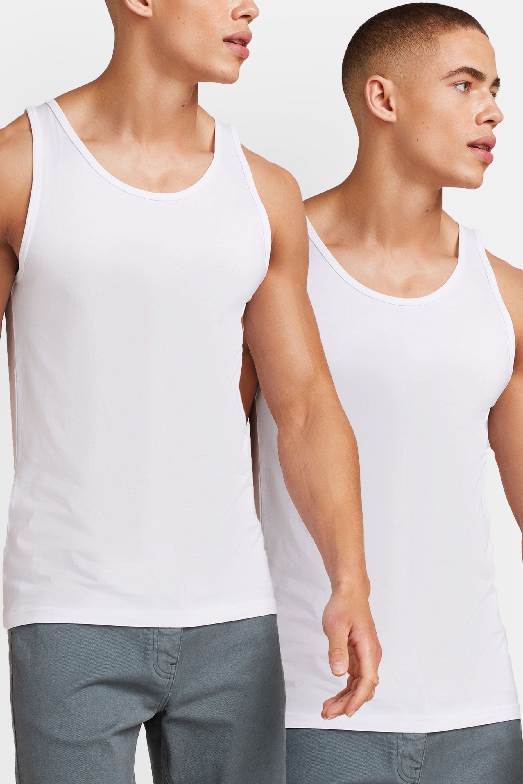 Комплект из 2 футболок без рукавов из чистого хлопка Next, белый