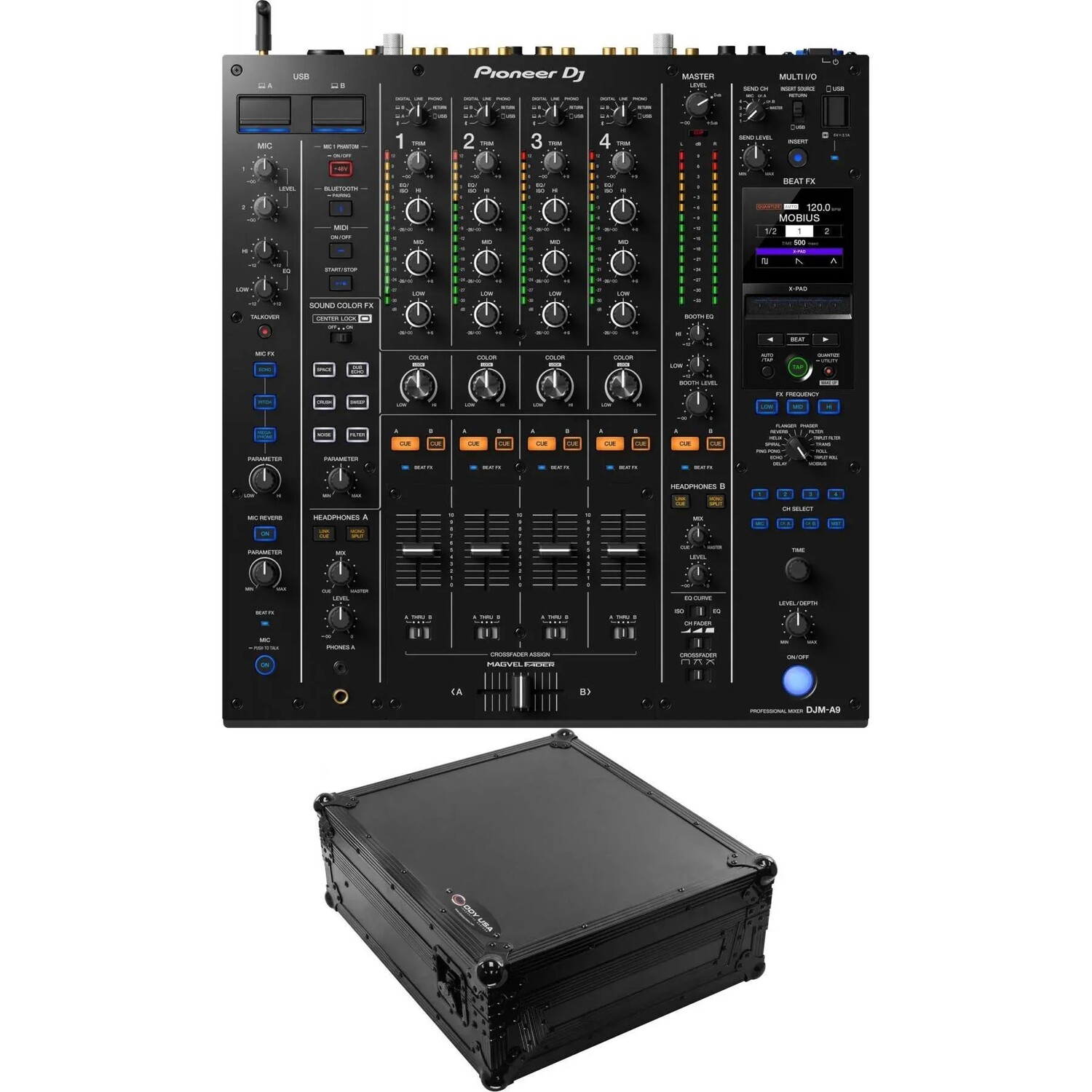

4-канальный DJ-микшер Pioneer DJ DJM-A9 и летный кейс Odyssey Black Label